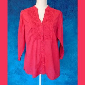 Charter Club WomanPink Button Down Top 14W